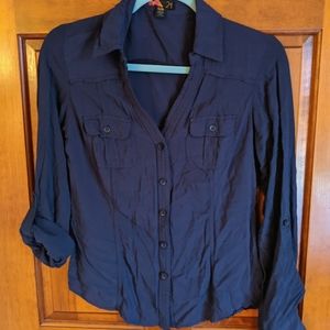 Forever 21 Button Down Navy Blouse